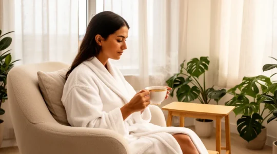 Service de thé dans un espace spa d'hôtel bien-être suisse